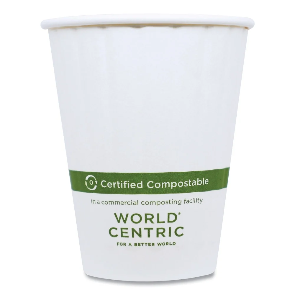 World Centric 12 oz. Double Wall Paper Hot Cups - White (1000/Carton)