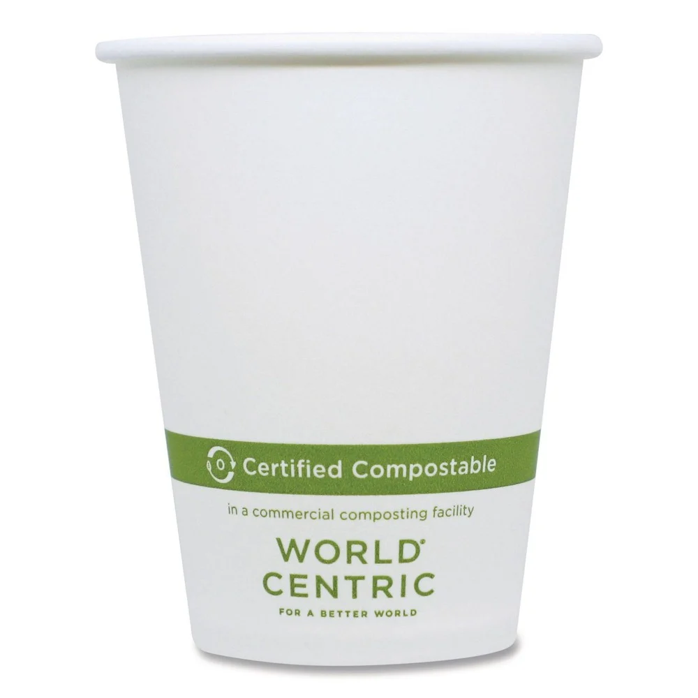 World Centric 8 oz. Paper Hot Cups - White (1000/Carton)
