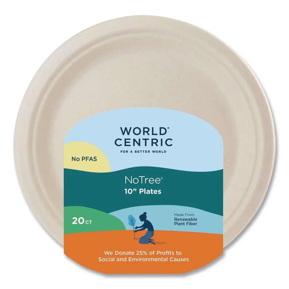 World Centric 10 in. Diameter Fiber Plates - Natural (20/Pack)