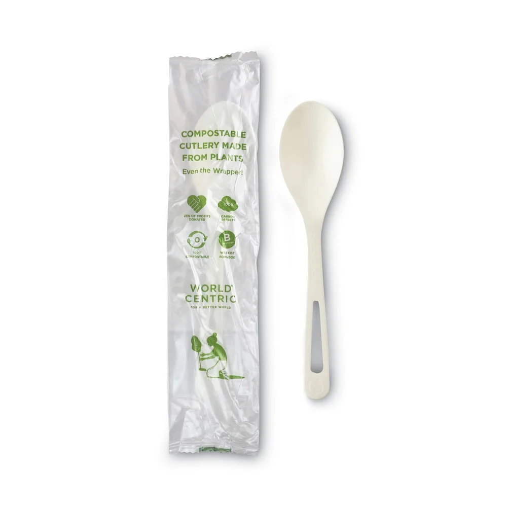 World Centric 6 in. TPLA Compostable Cutlery Spoon - White (750/Carton)