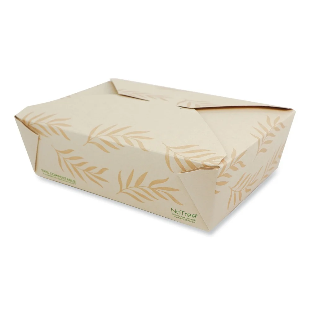 World Centric 6.25 in. x 8.7 in. x 2.5 in. 65 oz. Sugarcane No Tree Folded Takeout Containers - Natural (200/Carton)