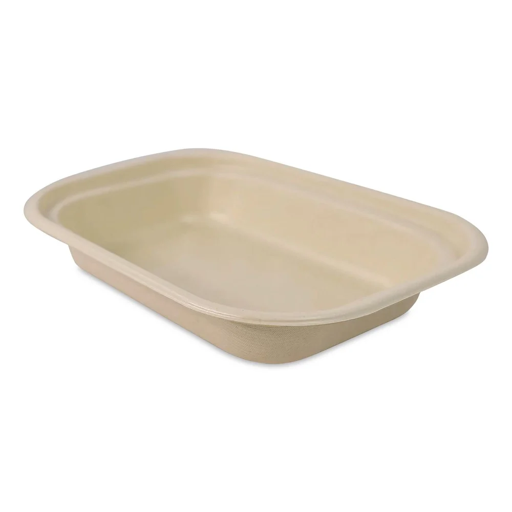 World Centric 6.02 in. x 8.02 in. x 1.5 in. 17 oz. Sugarcane Fiber Containers - Natural (400/Carton)