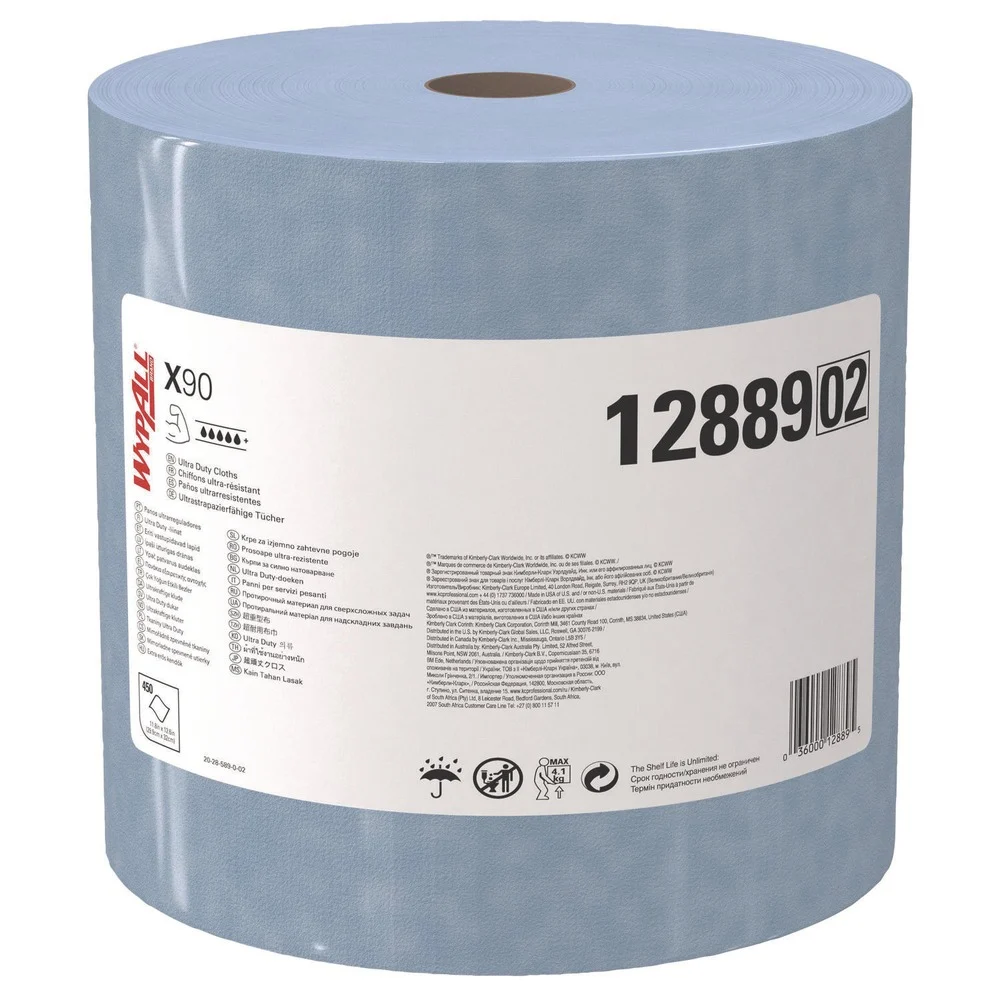 WypAll X90 2-Ply Jumbo Roll 11.1 in. x 13.4 in. Cloths - Denim Blue (1-Roll)