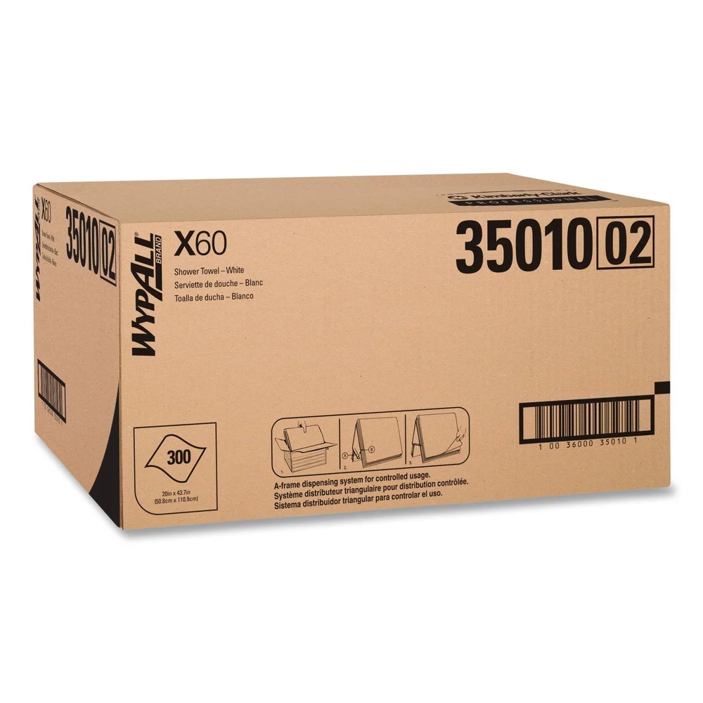WypAll X60 22-1/2 in. x 39 in. Shower Towels - White (100/Box, 3 Boxes/Carton)