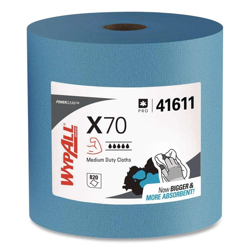 WypAll X70 12.4 in. x 12.2 in. Cloths - Jumbo, White (870/Roll, 1 Roll/Carton)