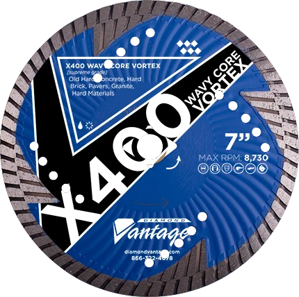 Diamond Vantage 6 x .095 x 7/8-5/8 inch Hard Material, Supreme Grade, Wavy Core Vortex Blade