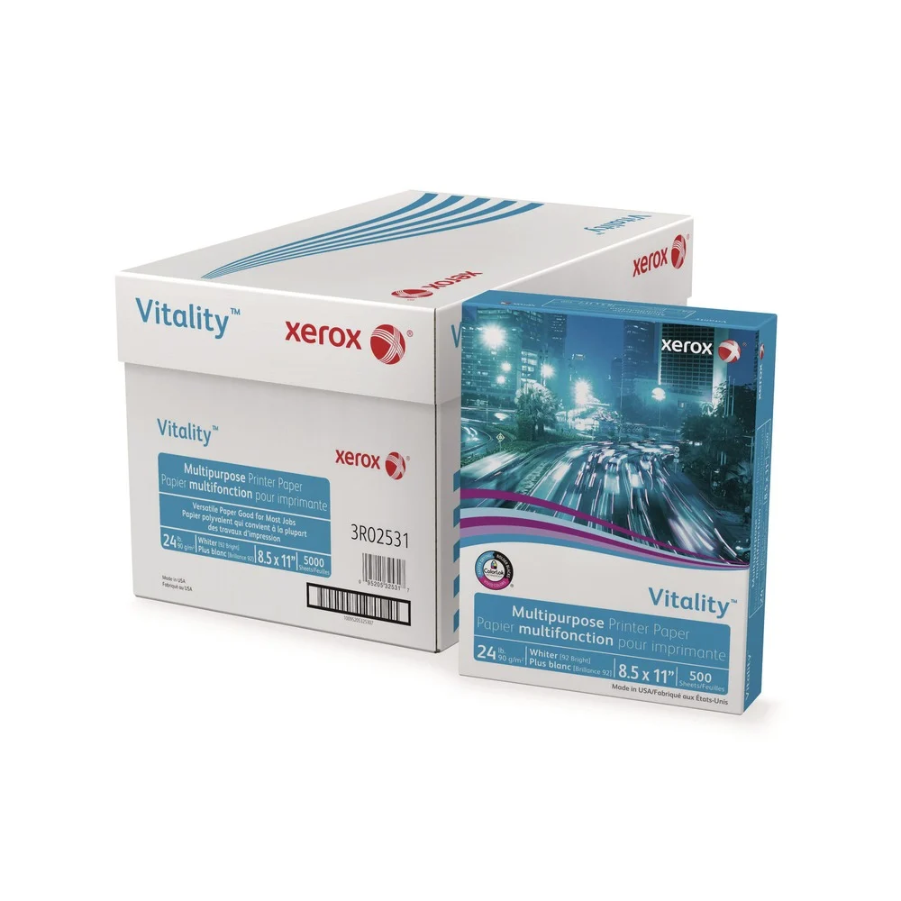 Xerox Vitality 92 Bright 24 lbs. Bond Weight 8.5 in. x 11 in. Multipurpose Print Paper - White (1-Ream)