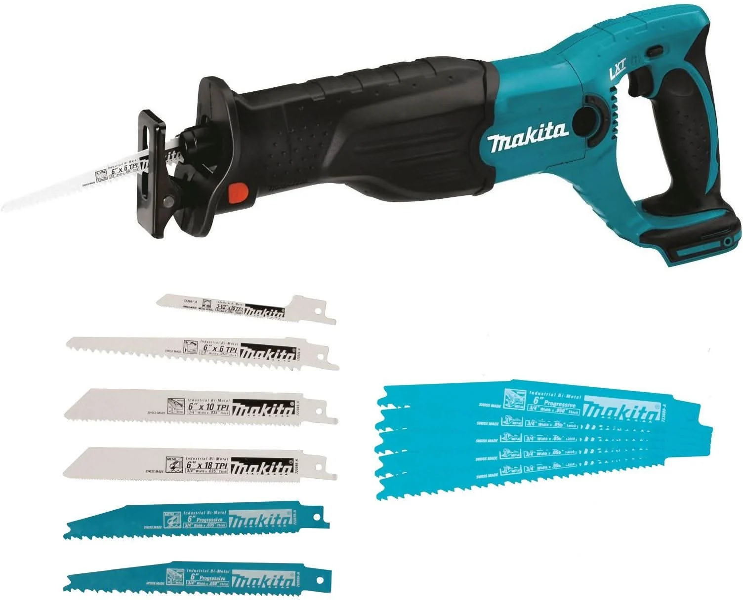 Makita XRJ04Z 18V LXT Cordless Reciprocating Saw, Tool Only with Assorted Blade Sets