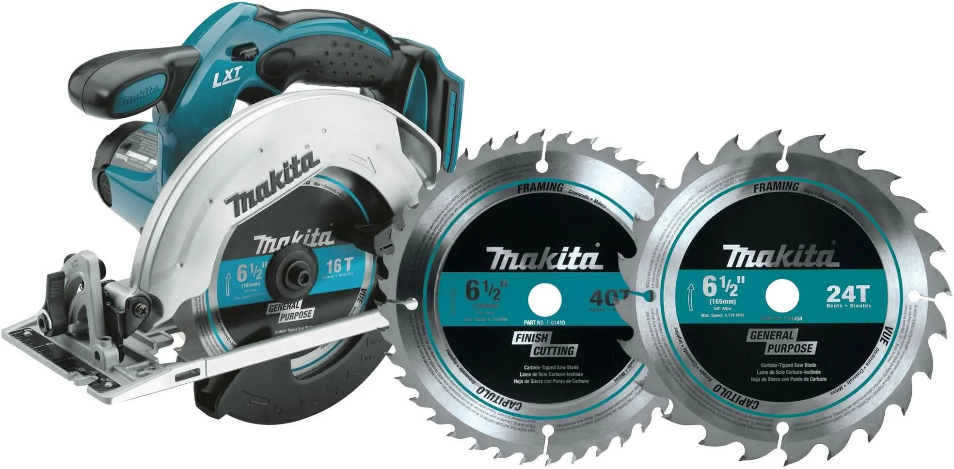 Makita XSS02Z 18V LXT Cordless 6-1/2" Circular Saw, Tool Only with 6-1/2 in. Framing and Fine Crosscutting Blades