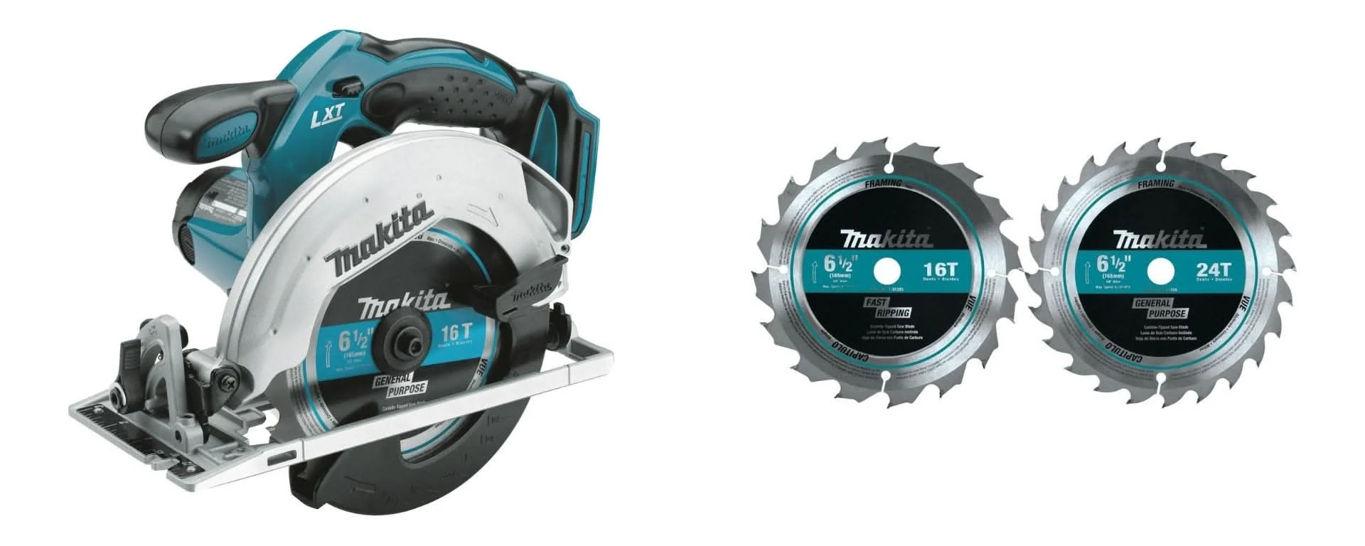 Makita 18V LX-Tooth Cordless 6-1/2" Circular Saw with 2-Piece Carbide-Tipped Circular Saw Blade (Bare Tool)